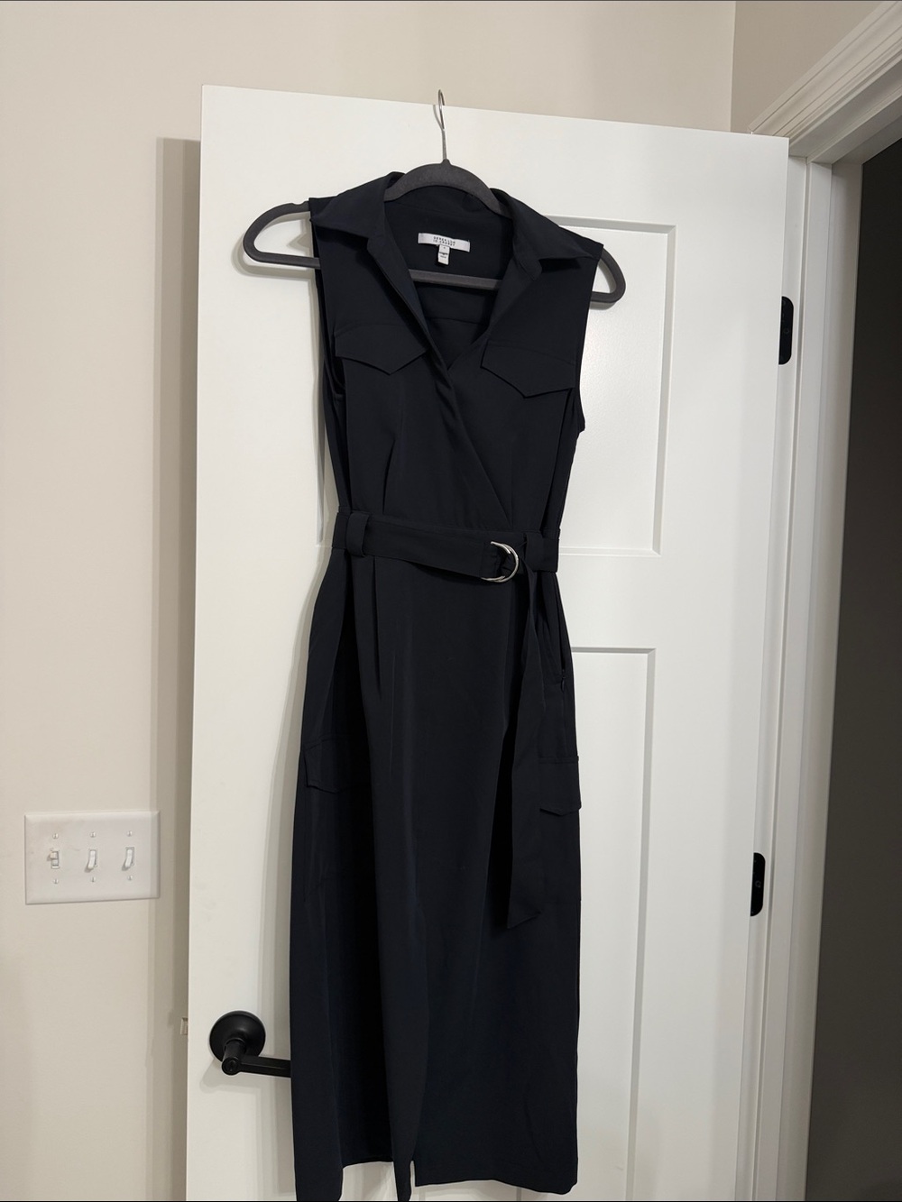 Derek Lam Sleeveless dark navy  Belted Shirt Dress